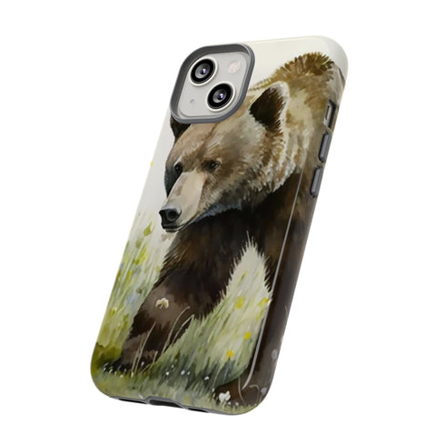 Grizzly Bear in a Field - Impact Resistant Phone Case